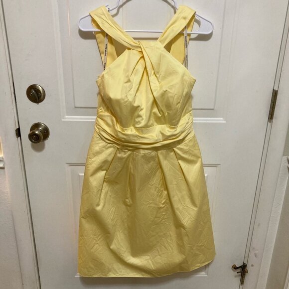 David's Bridal Dresses & Skirts - David’s Bridal Yellow Y-neck Sateen Dress in Size 10